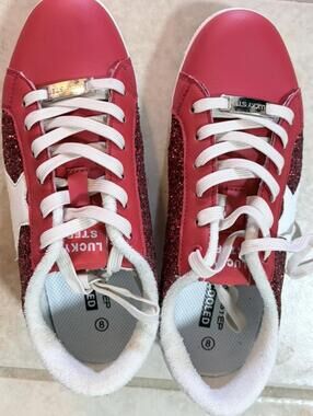 Lucky Step Pink Glitter Star Sneakers  Women's Size 8